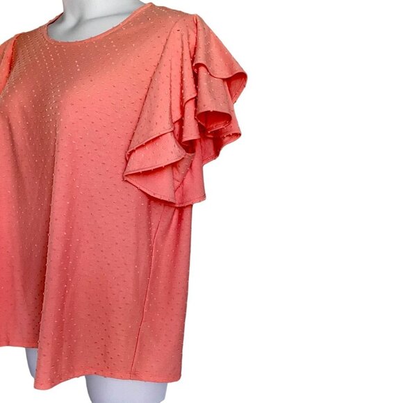 Zoey & Leelo Peach Top with Ruffle Sleeves Woman's Plus Size 2X NEW - Picture 4 of 9